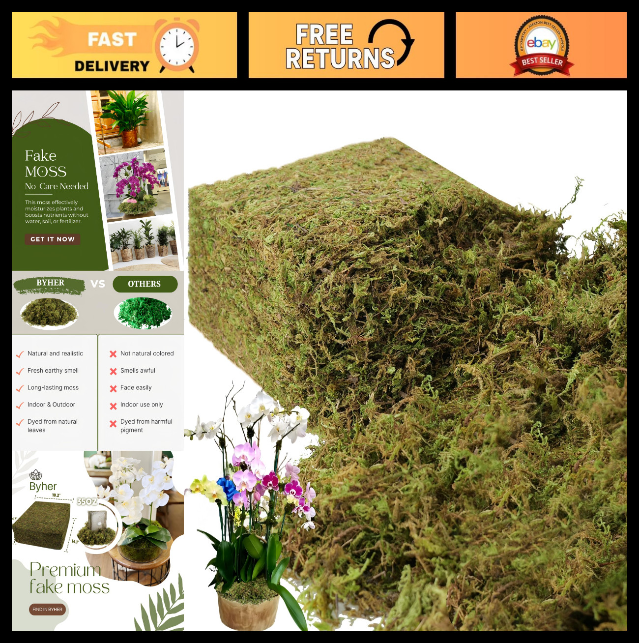 Large Capacity 2.2LB Fake Moss for Indoor Plants & Crafts – Fresh Green Decor