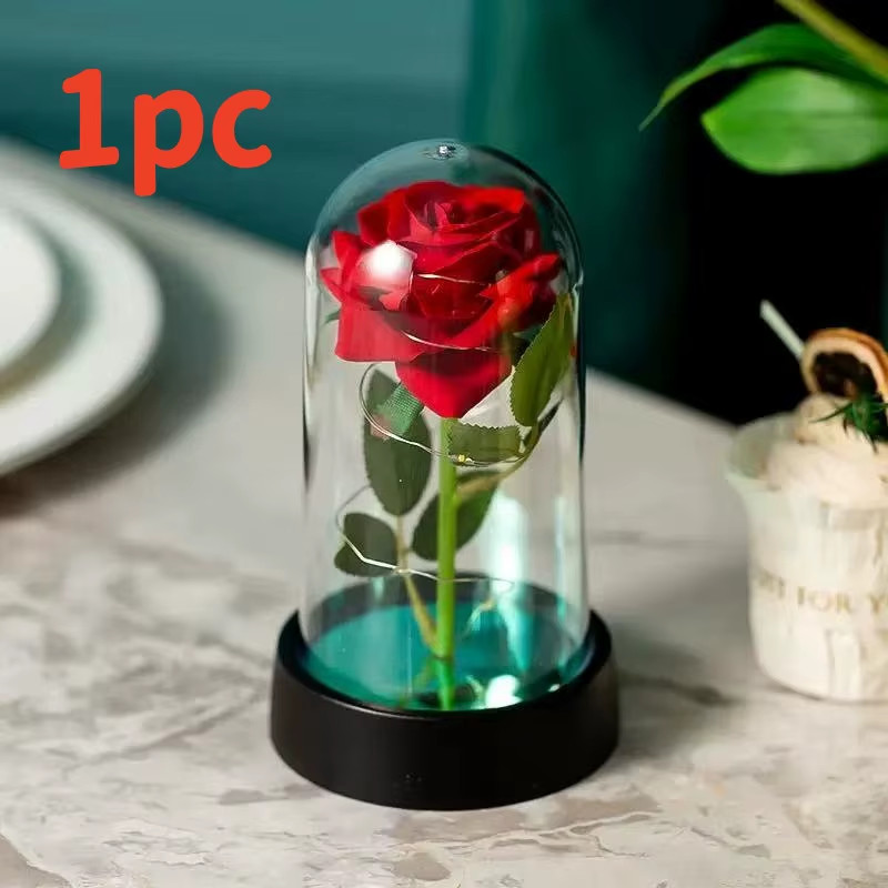 Wedding Birthday Valentine Day Gift Eternal Rose Flower Colorful Luminous Orname