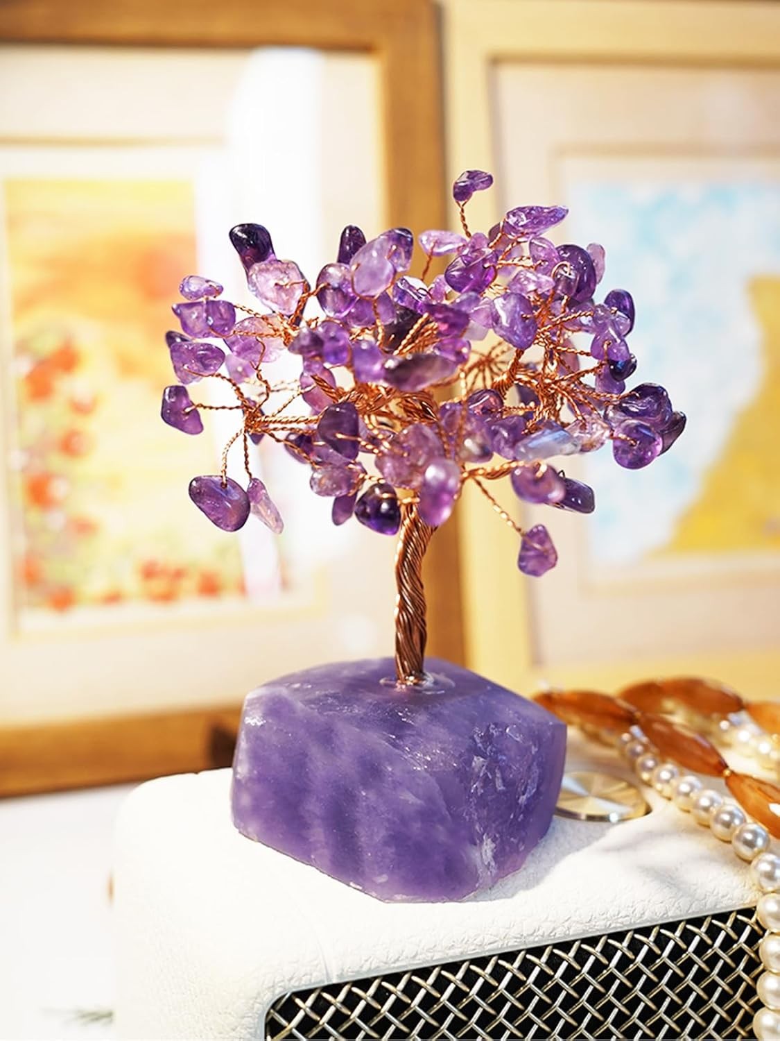 Tree of Life Healing Crystal Trees for Home Decor, Purple