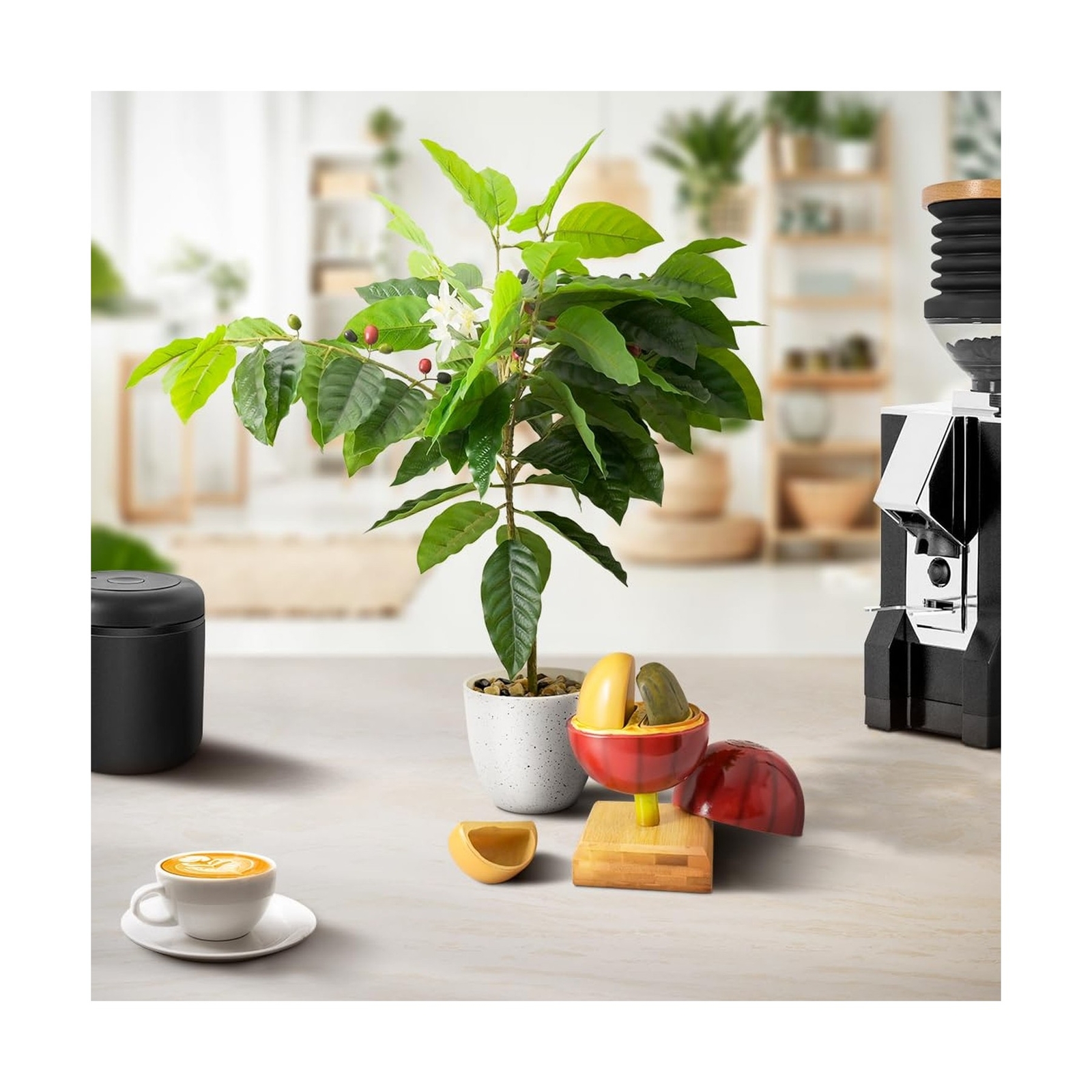 Artificial Coffee Bean Plant Tree for Coffee Table Decoratio Coffee Bar Decor…