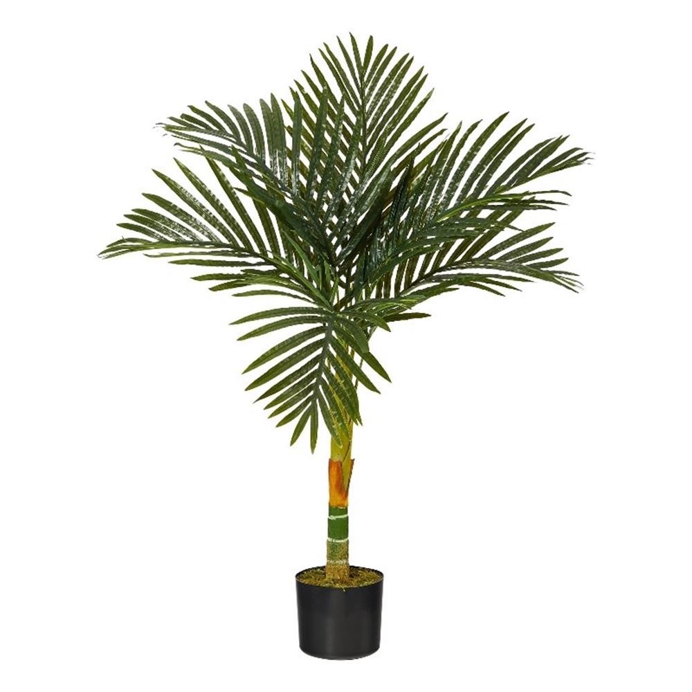 Nearly Natural 3ft Golden Cane Artificial Palm Tree in Green