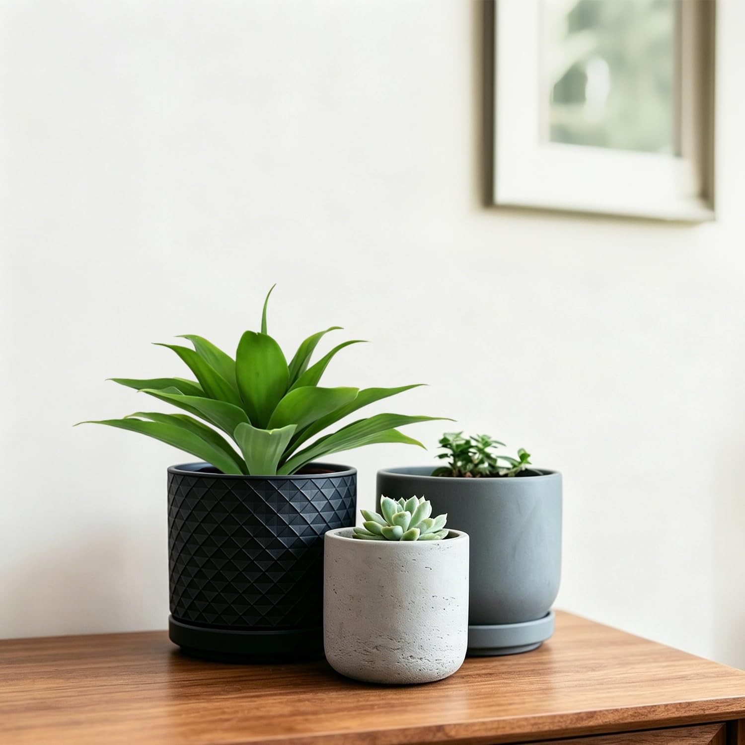Artificial Agave Plants, 13.8Inch Realistic Faux Plant for Indoor Outdoor Hom…