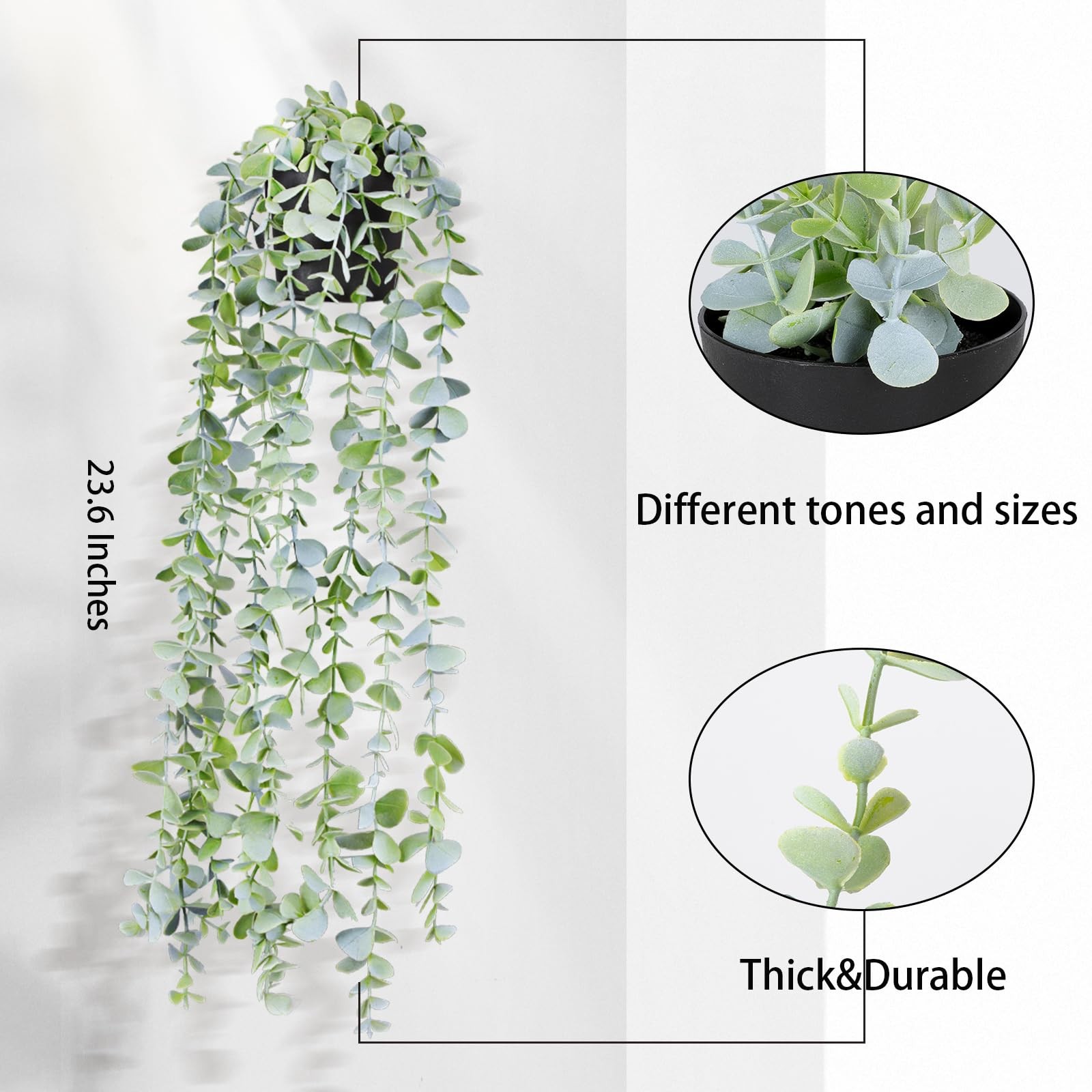 Fake Hanging Plants Eucalyptus Potted Artificial Plant Small Faux Ivy Vines D…