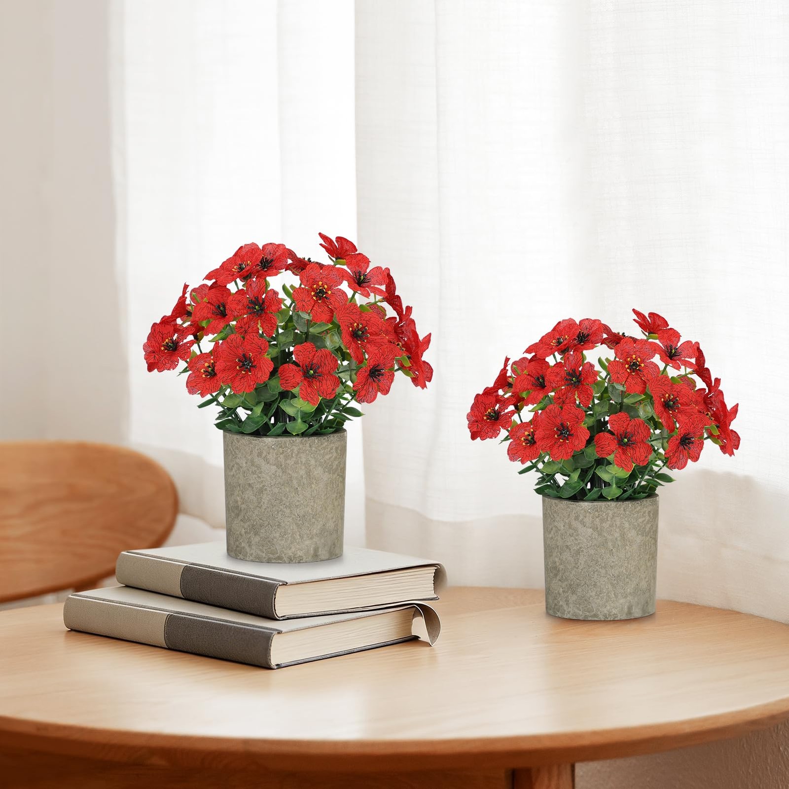 2 Pack Small Fake Plants Potted Artificial Plants Artificial Flowers Potted F…