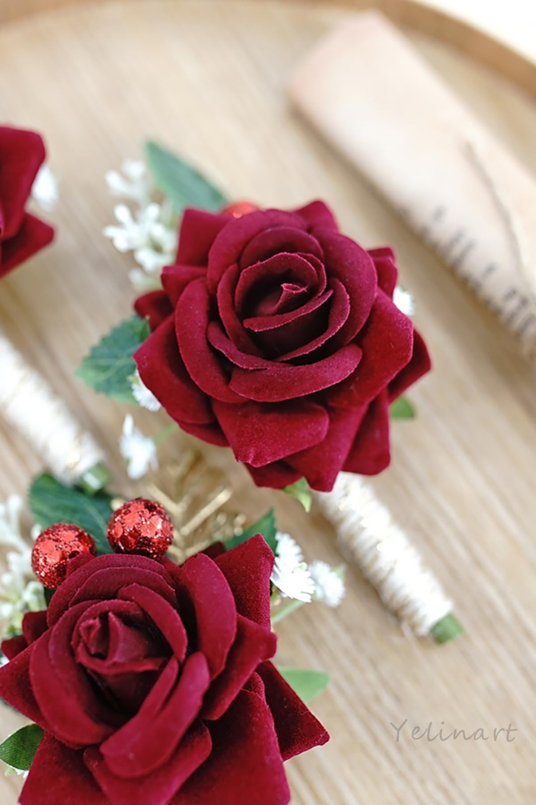 1 PCS Ivory Rose Men Boutonniere Wedding Groom Groomsmen Artificial Flowers