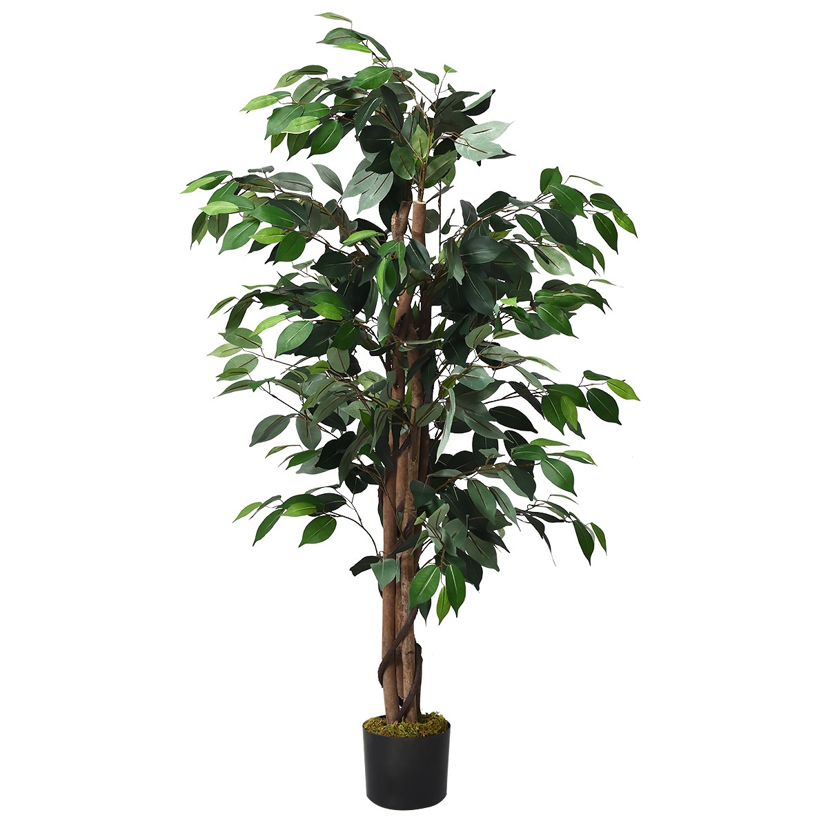 4 Feet Artificial Ficus Silk Tree Living Room Decoration Wood Trunks Green