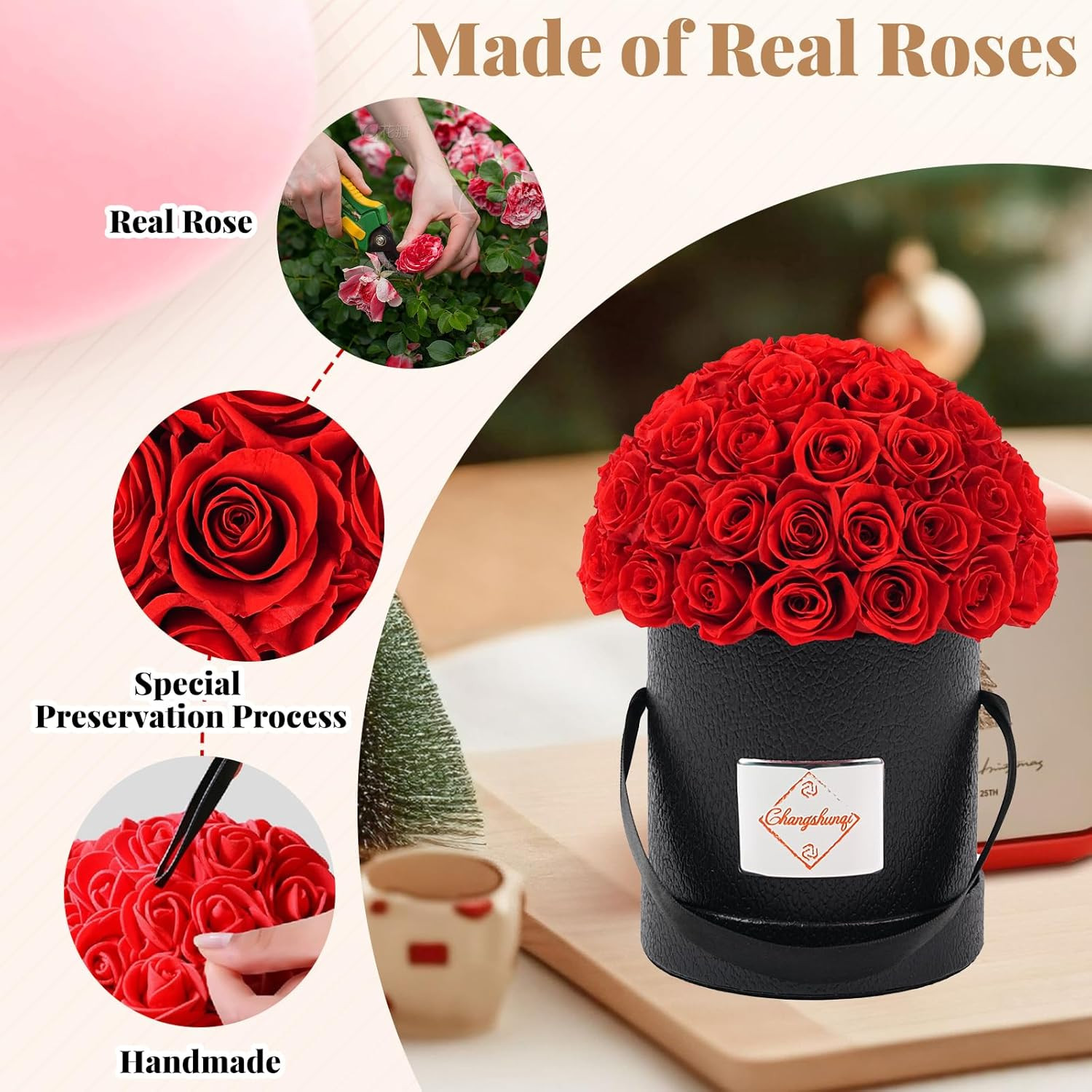 Flowers Roses Forever Gifts for Women – 49 Preserved Flowers Real Roses Birthday