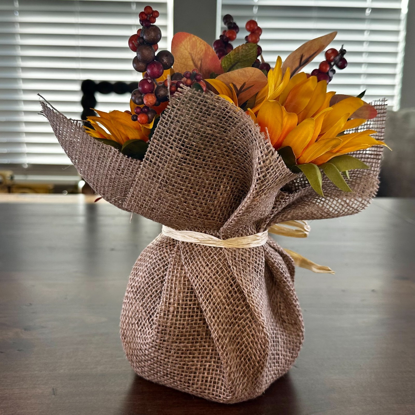 Sunflower & Berry Arrangement Faux Floral Arrangement