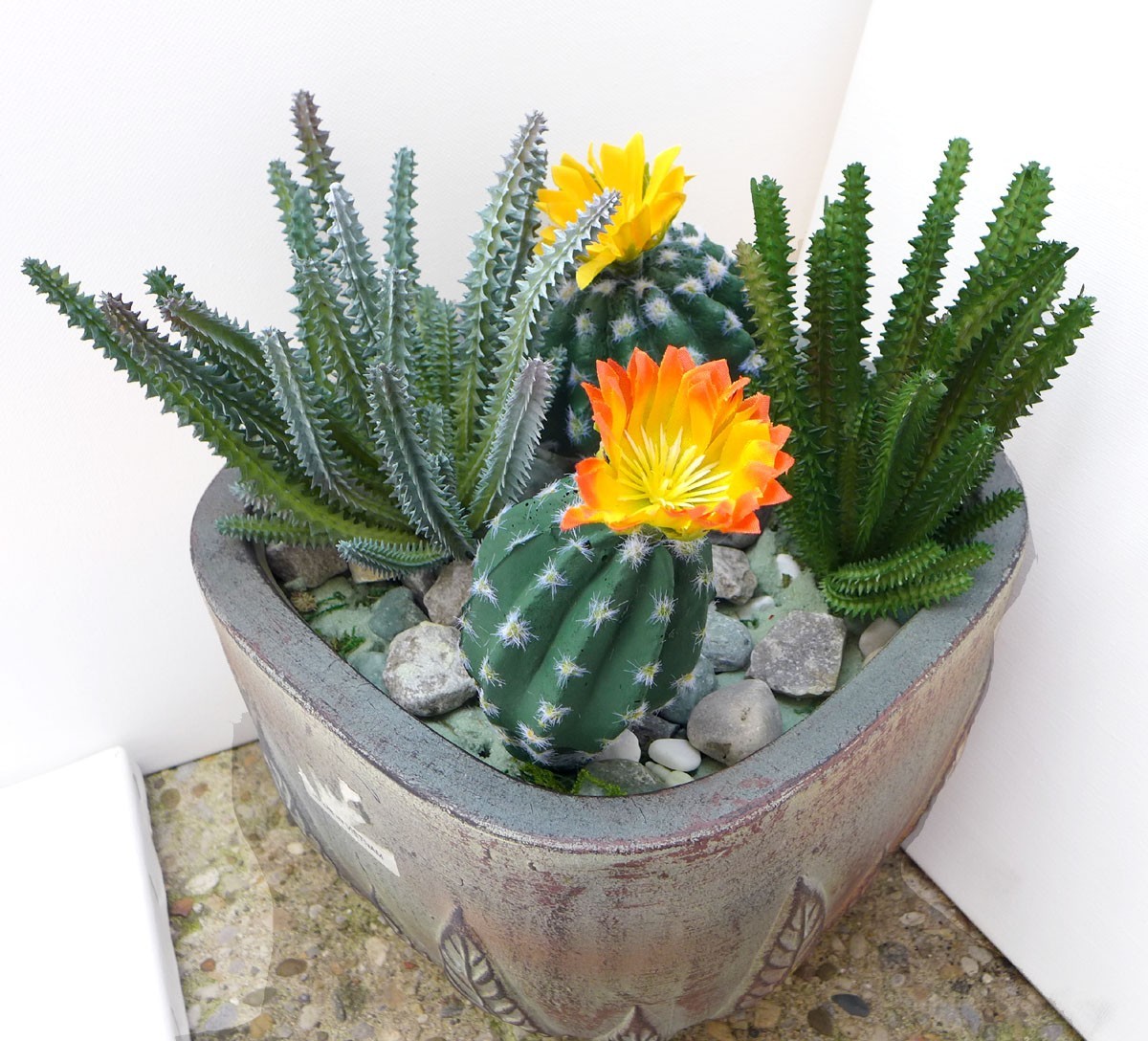4 Pcs Artificial Plants Flocking Succulents Flower Fake Cactus Column (#161)