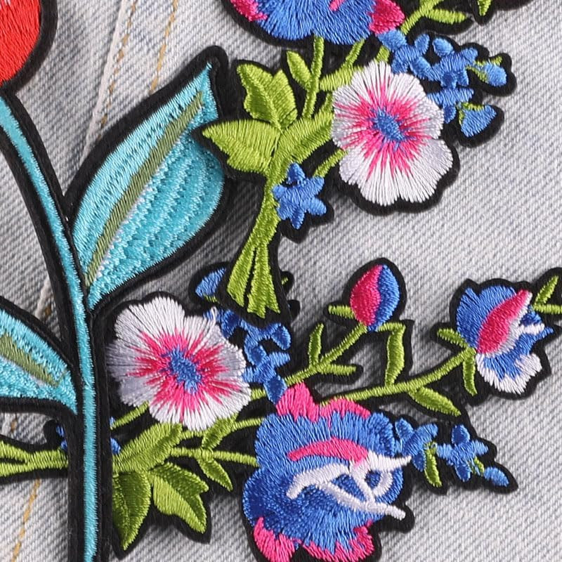 2Pair Durable Vivid Design Flower Phoenix Bird Water Soluble Embroidered Appliqu