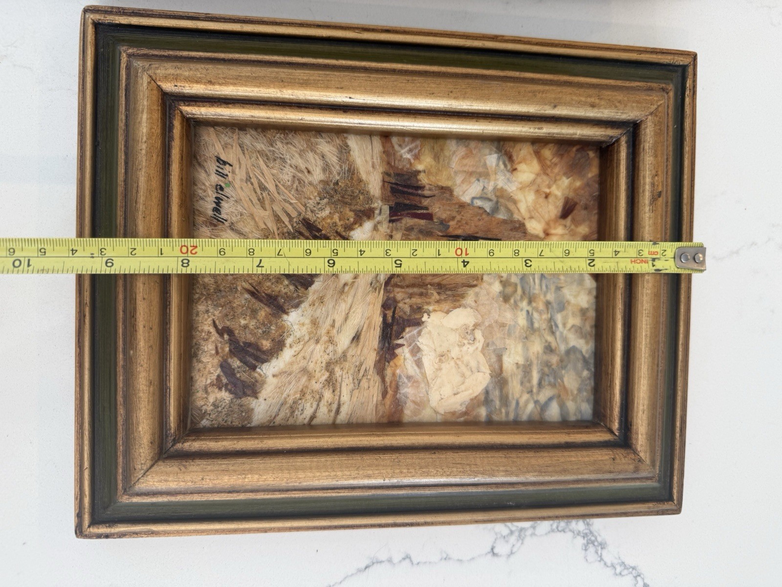 Bill Elwell Sun-dried organic material collage pair Vintage Signed OOAK Framed