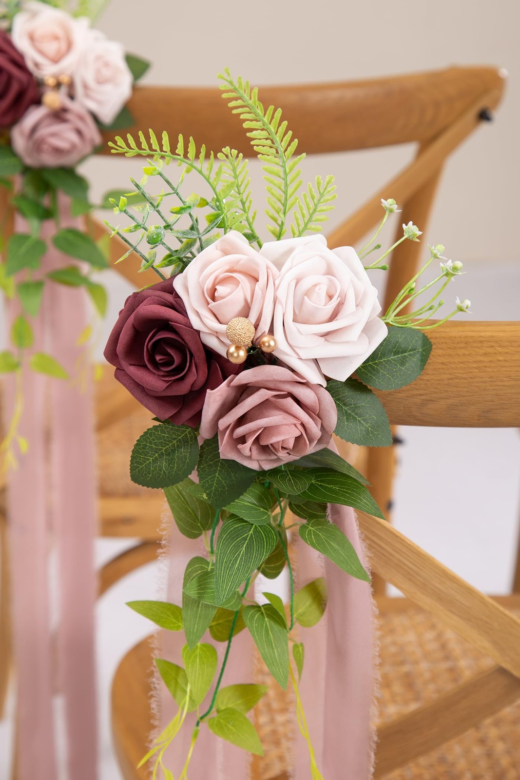 Wedding Aisle Decorations Mauve Pew Flowers Set of 10