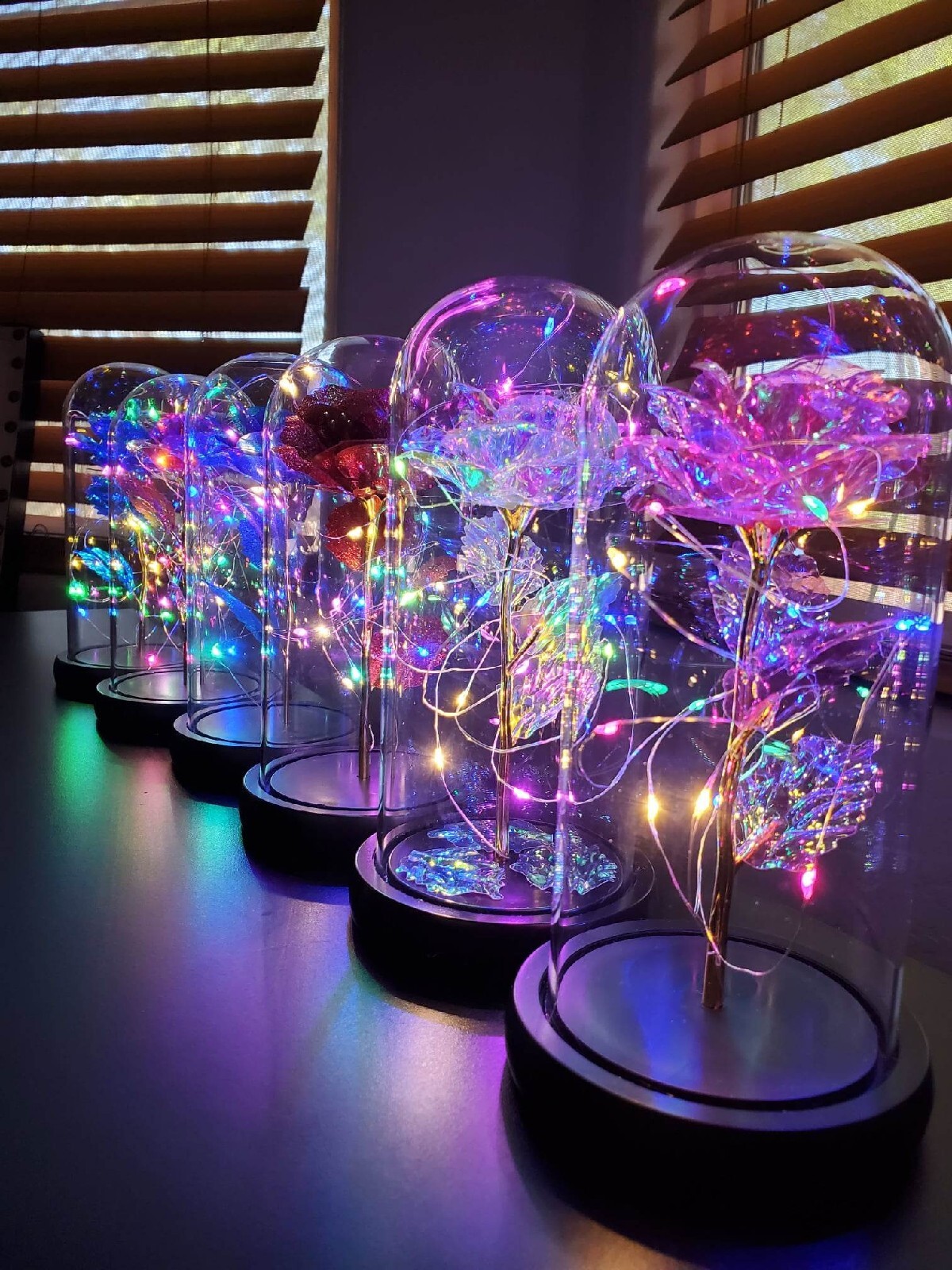 Galaxy Enchanted Rose in Glass Dome Led Lights gift box included each sold sep.