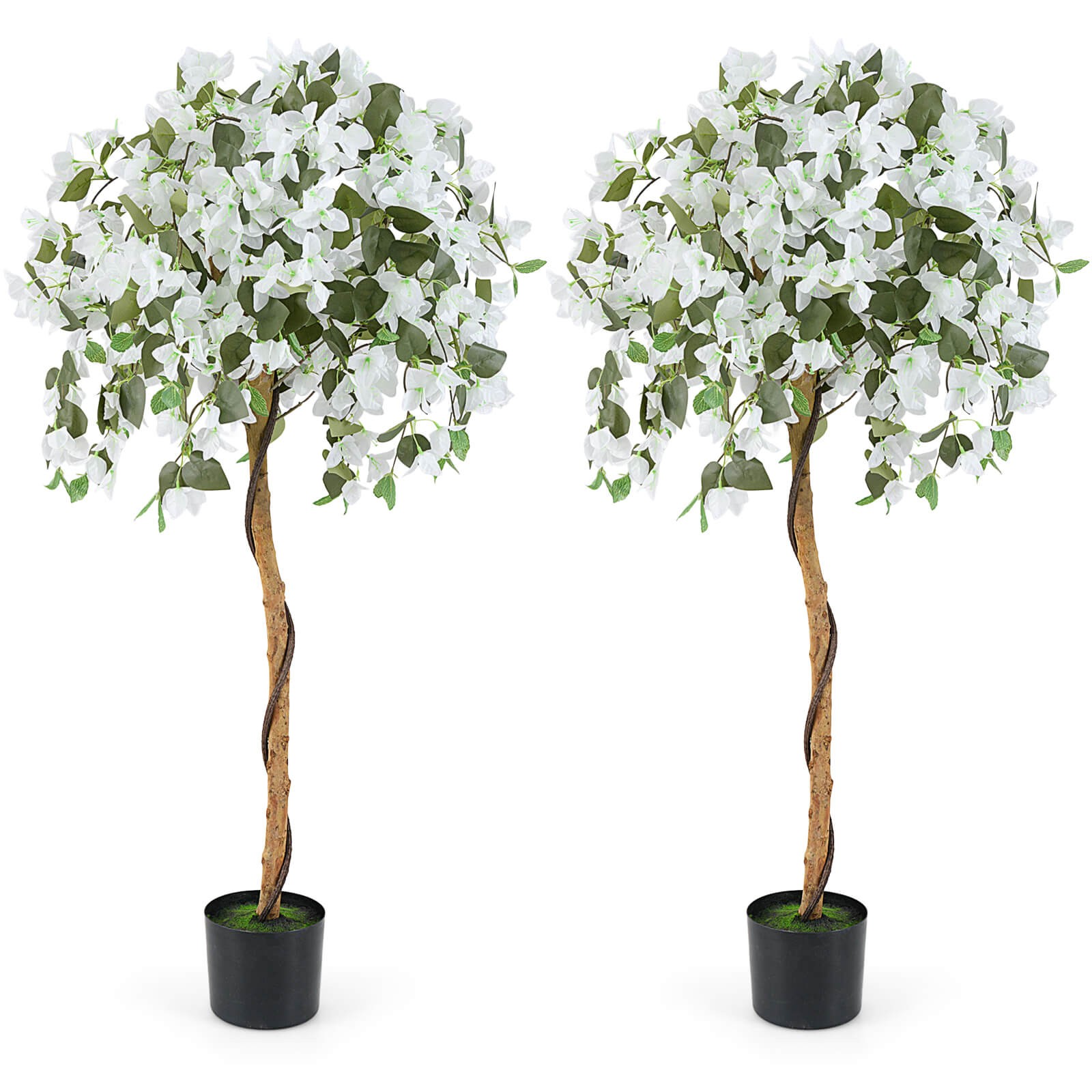 2PCS 53″ Artificial Azalea Tree Floral Plant with Red Azalea Flowers Nursery Pot