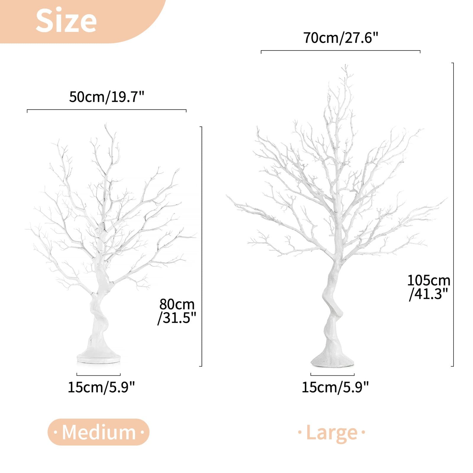 NUPTIO White Christmas Tree Branch Artificial 31.5 inch 2ft 8in – 1 Pc,