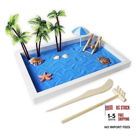 Timani Zen Garden for Desk – Zen Garden Sand Kit, Artificial Palm Tree, Rakes