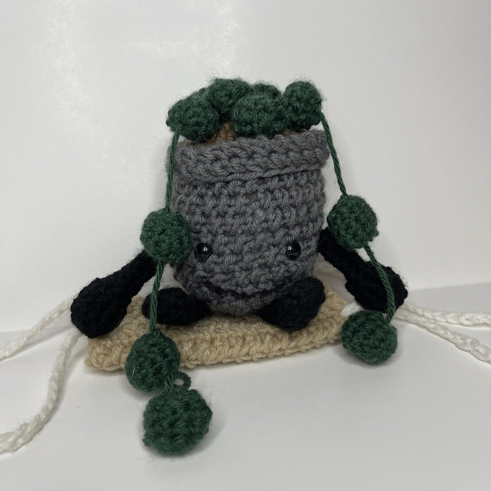 Handemade Crochet Indoor Plant/ String Of Pearls With Swing Gift Plush Toy Decor