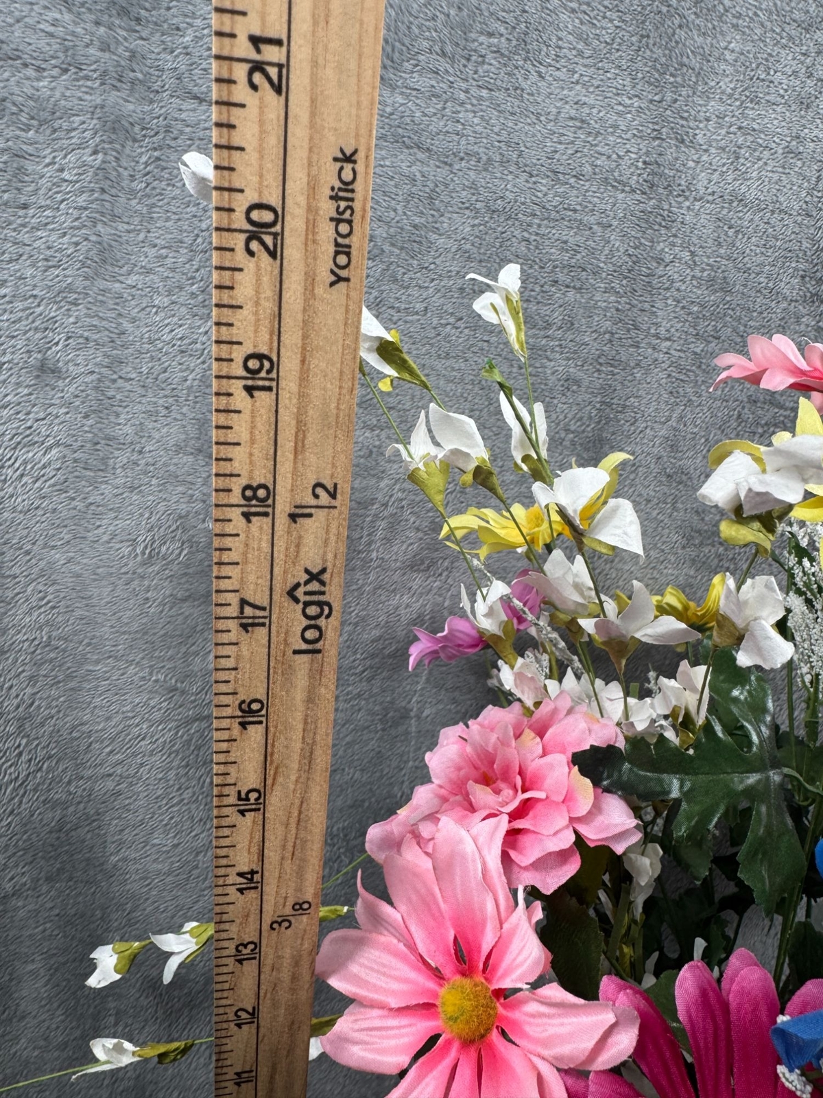 Artificial Flower Bouquet In Galvanized Metal Vase – Mixed Colors & Blooms
