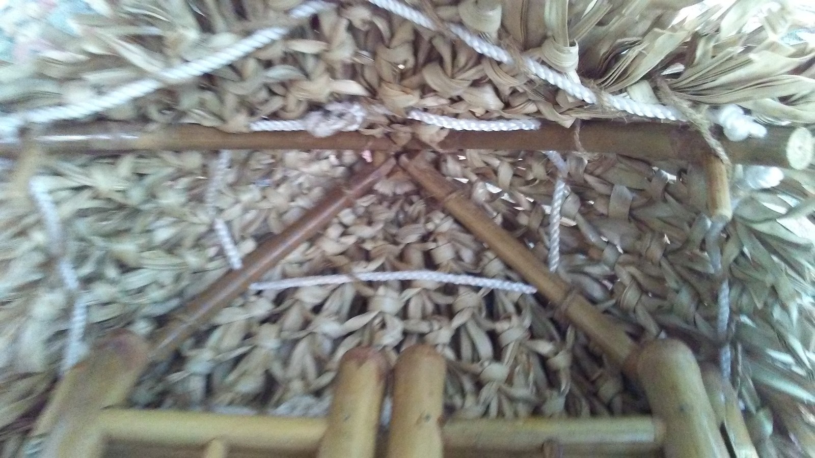 Handmade Bamboo Self 2 Shelves Folding Cover With Palm Tree On Top