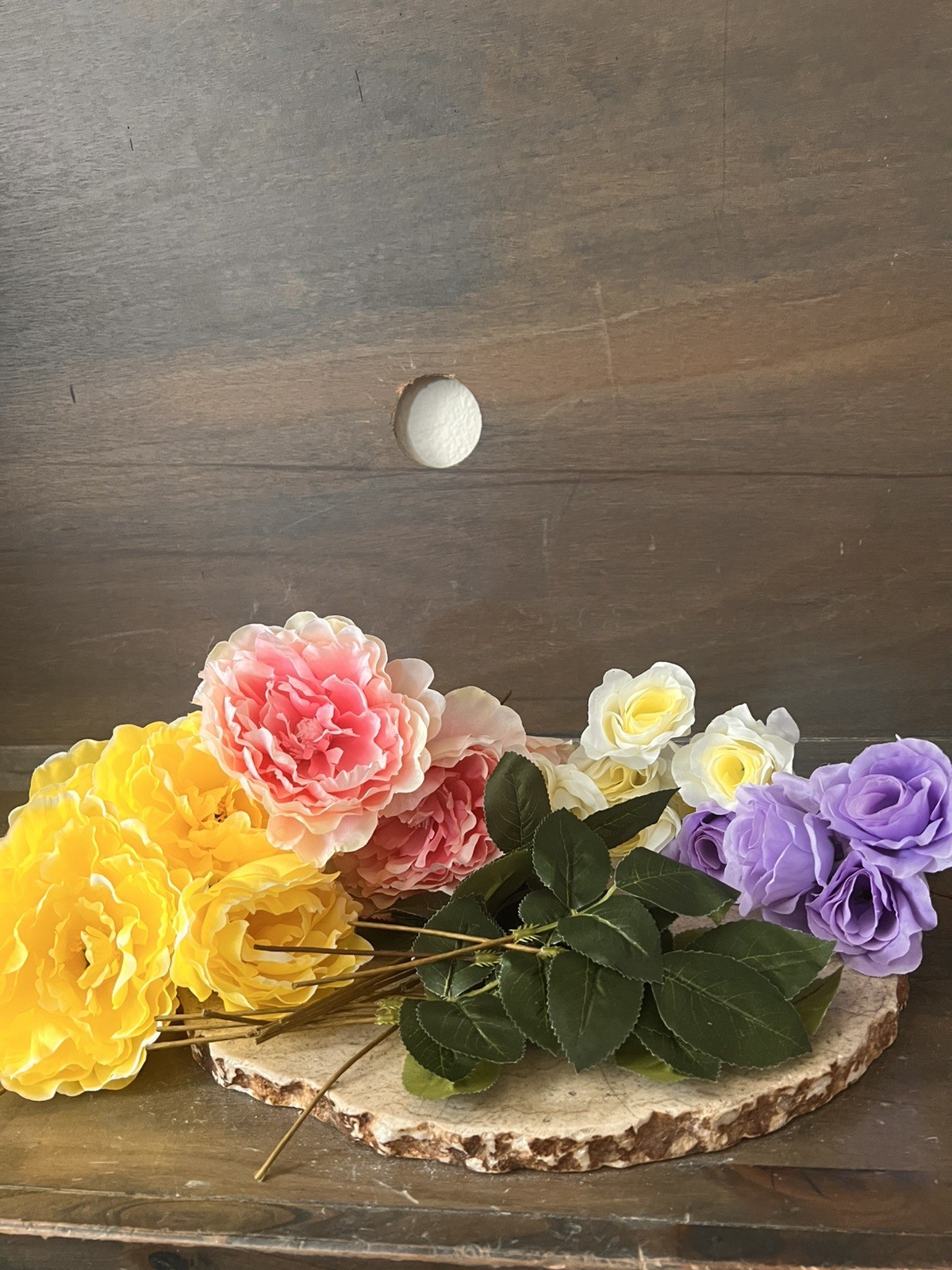 Floral Arrangement Bouquet PIECES Pink Purple White Yellow Green NEW PRETTY