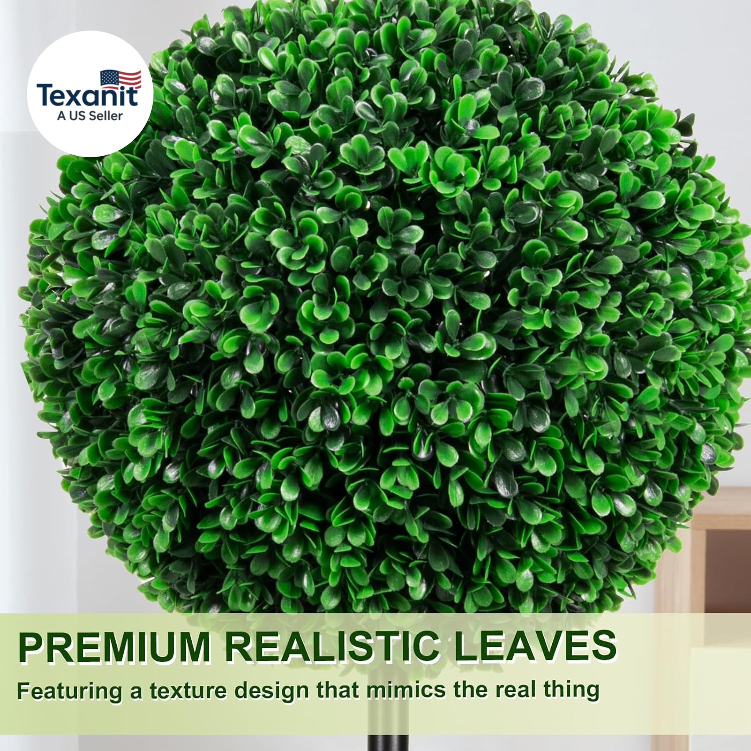 4FT Uv-Resistant Artificial Triple Ball Boxwood Topiary Set of 2, All-Weather Ou