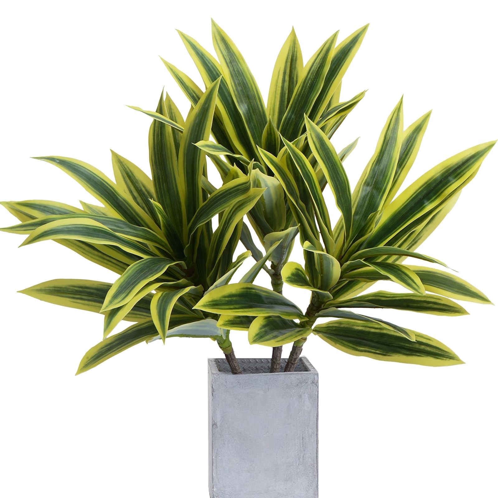 3PCS Dracaena Artificial Plant,25″ Realistic Fake Greenery Plants with Branch…