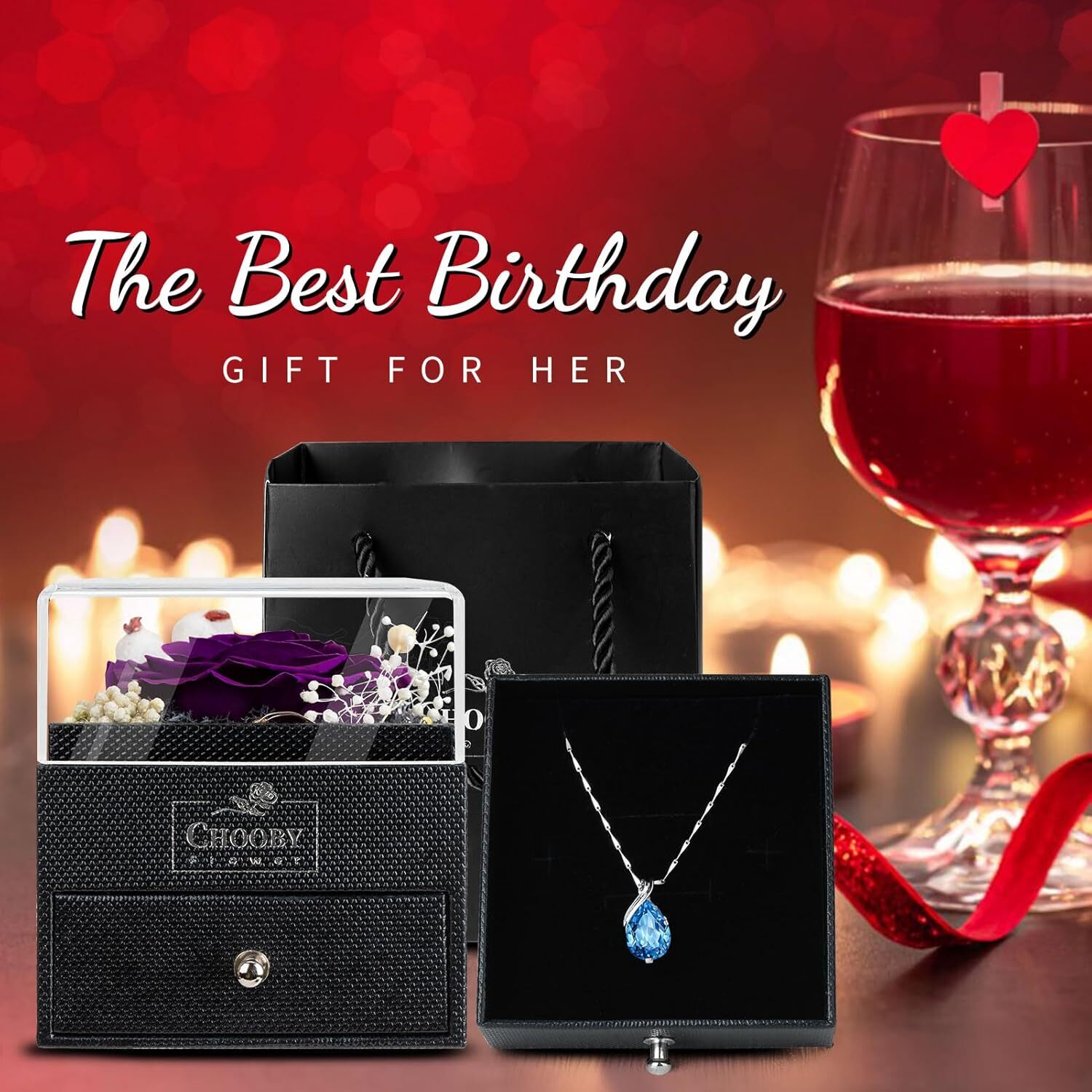 Women Gifts Ideas for Mothers Day, Preserved Forever Rose Gift with Necklace …