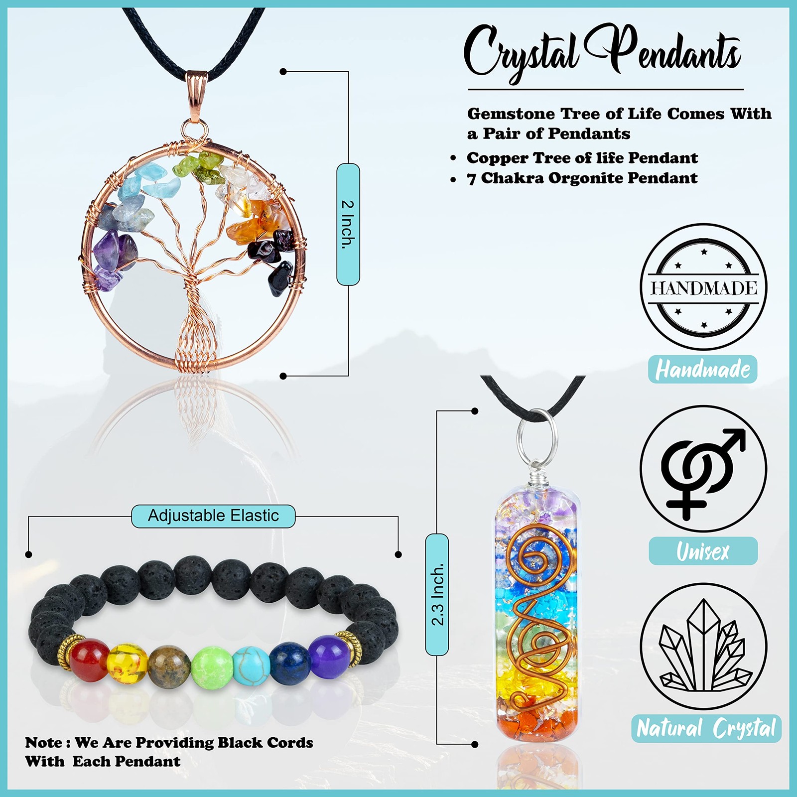 ® Green Jade Crystal Tree of Life with Bracelet & 2 Pendants Feng Shui Gem Tr…