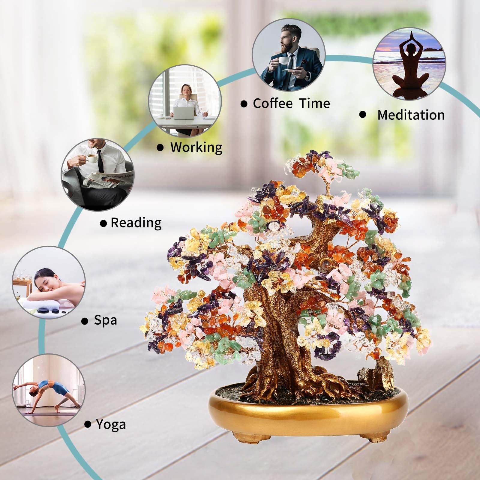 Natural Tree of Life (1,251 Gemstone Count) Crystal Tree with Healing Propert…