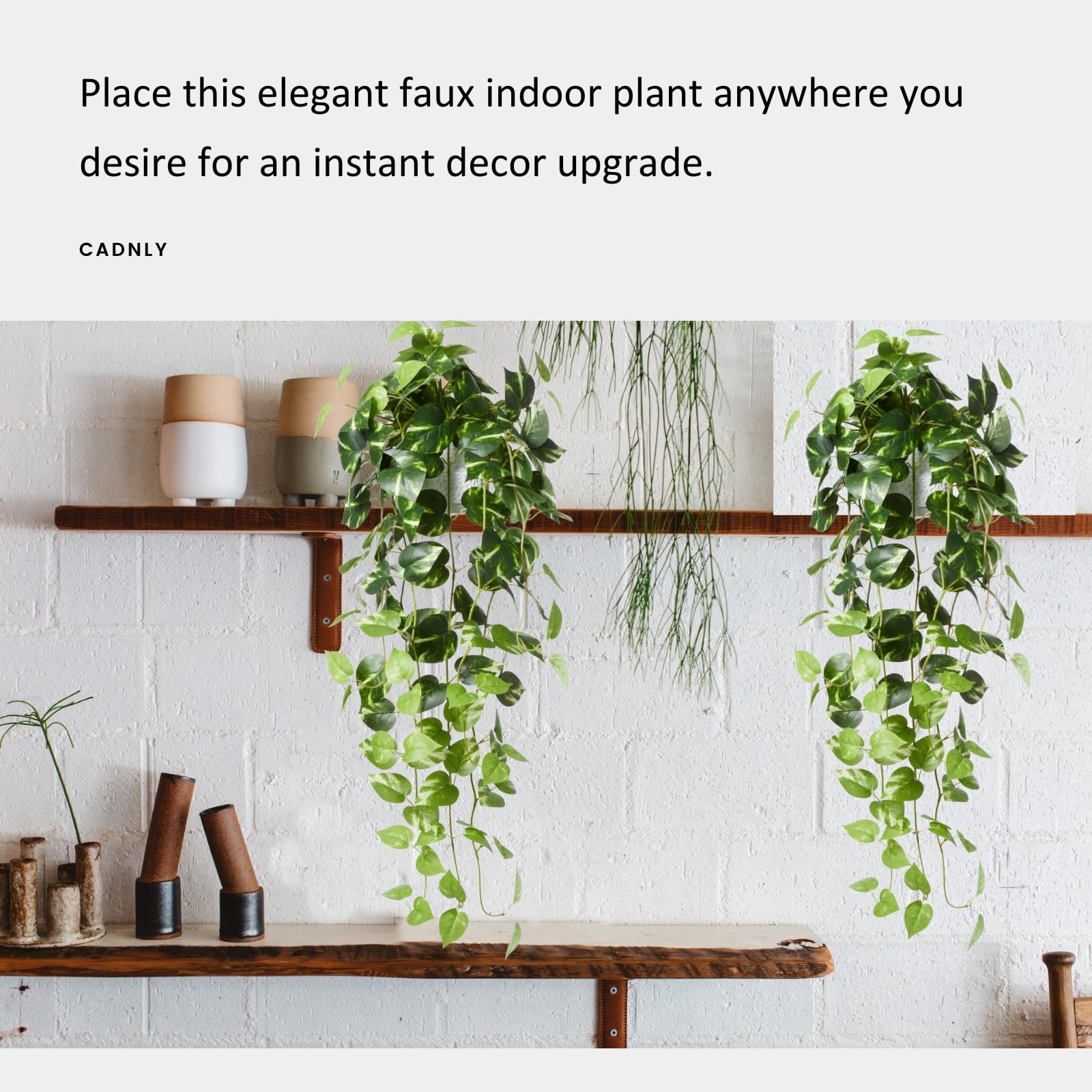 CADNLY Realistic Artificial Plants Indoor in Pot – Green Faux Hanging Plants …