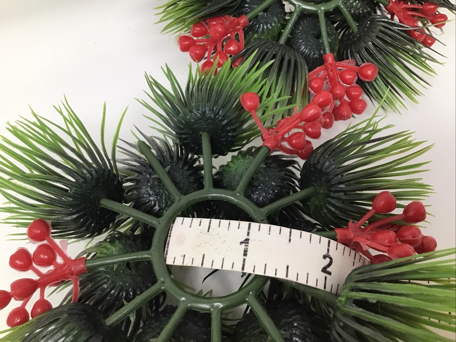 Christmas Wreath Ring Plastic Berries Pinecones Greens MCM Vintage Set Of 2