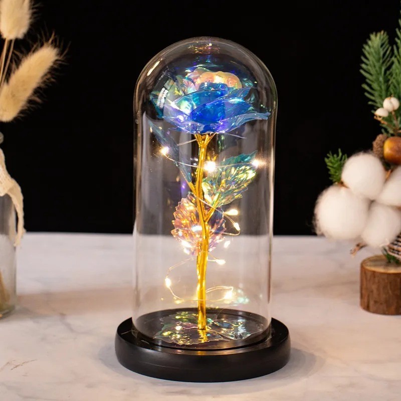 Brand New – Crystal Galaxy Enchanted LED Glass Forever Rose Home Decoration Gift