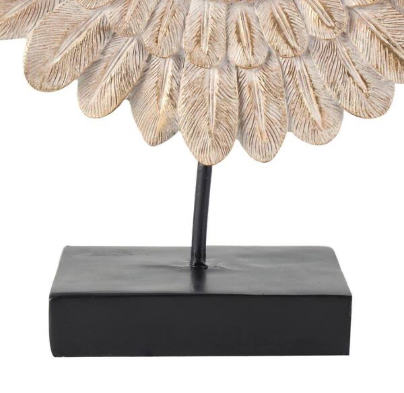Boho Resin Bird Feather Ring On Wood Stand Cream