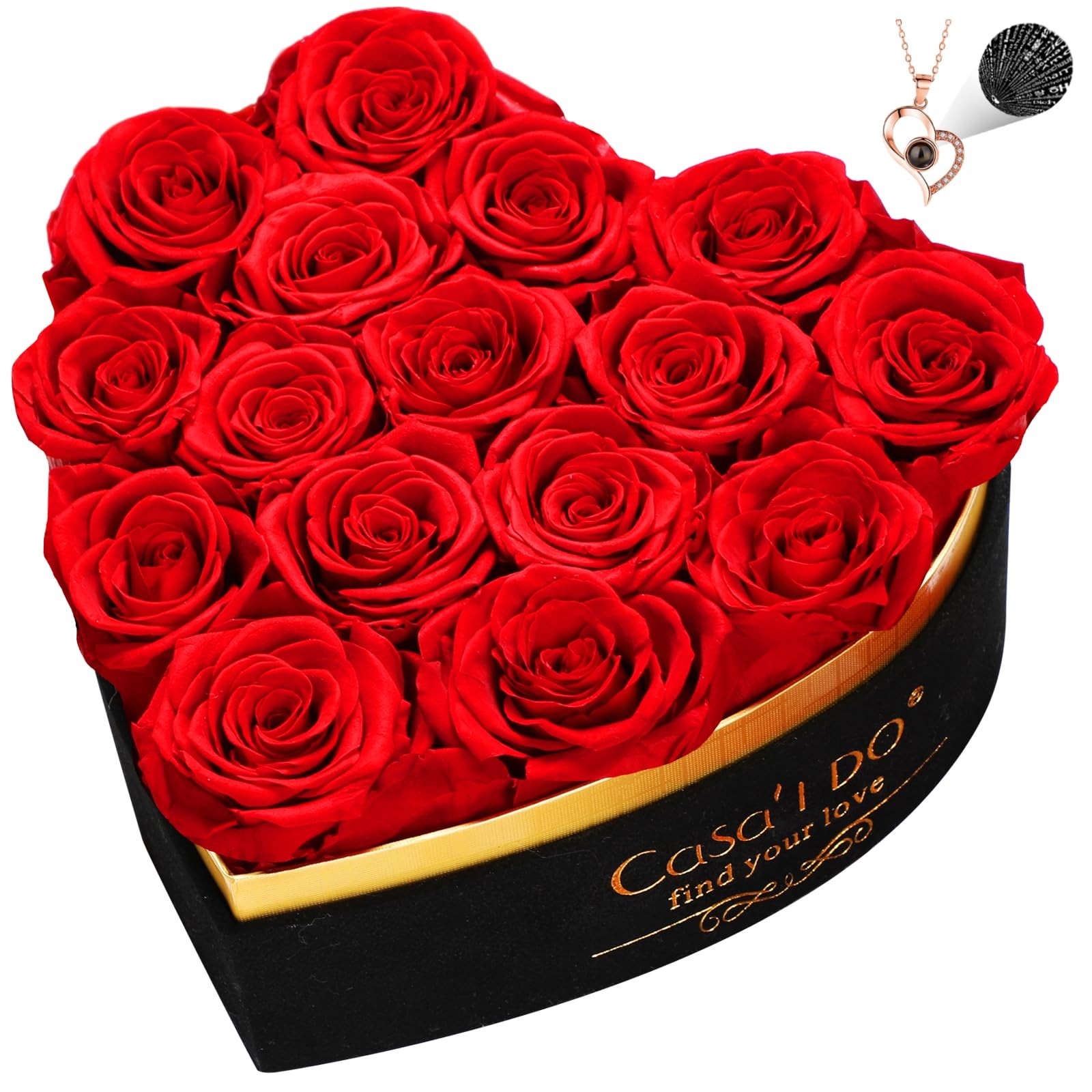 Preserved Roses Flowers for Delivery 16 Pcs Forever Flores in Heart Box with Ne