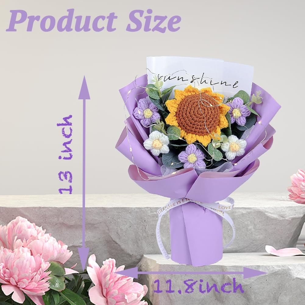 Crochet Flower Sunflower Bouquet – Handmade Artificial Flower for Festival We…
