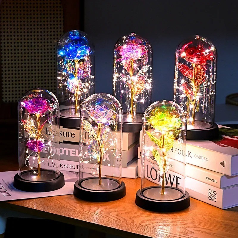 Brand New – Crystal Galaxy Enchanted LED Glass Forever Rose Home Decoration Gift