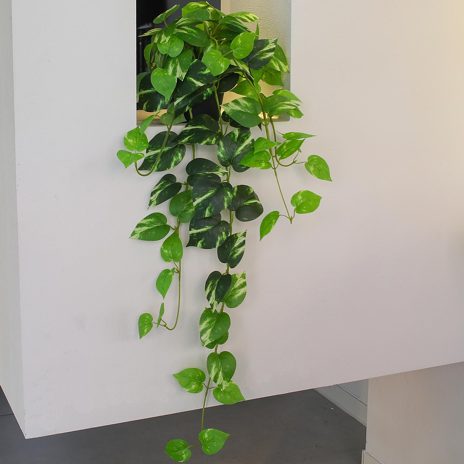 33 Inch Fake Pothos Hanging Plants Potted Artificial Silk Vines Indoor Decor