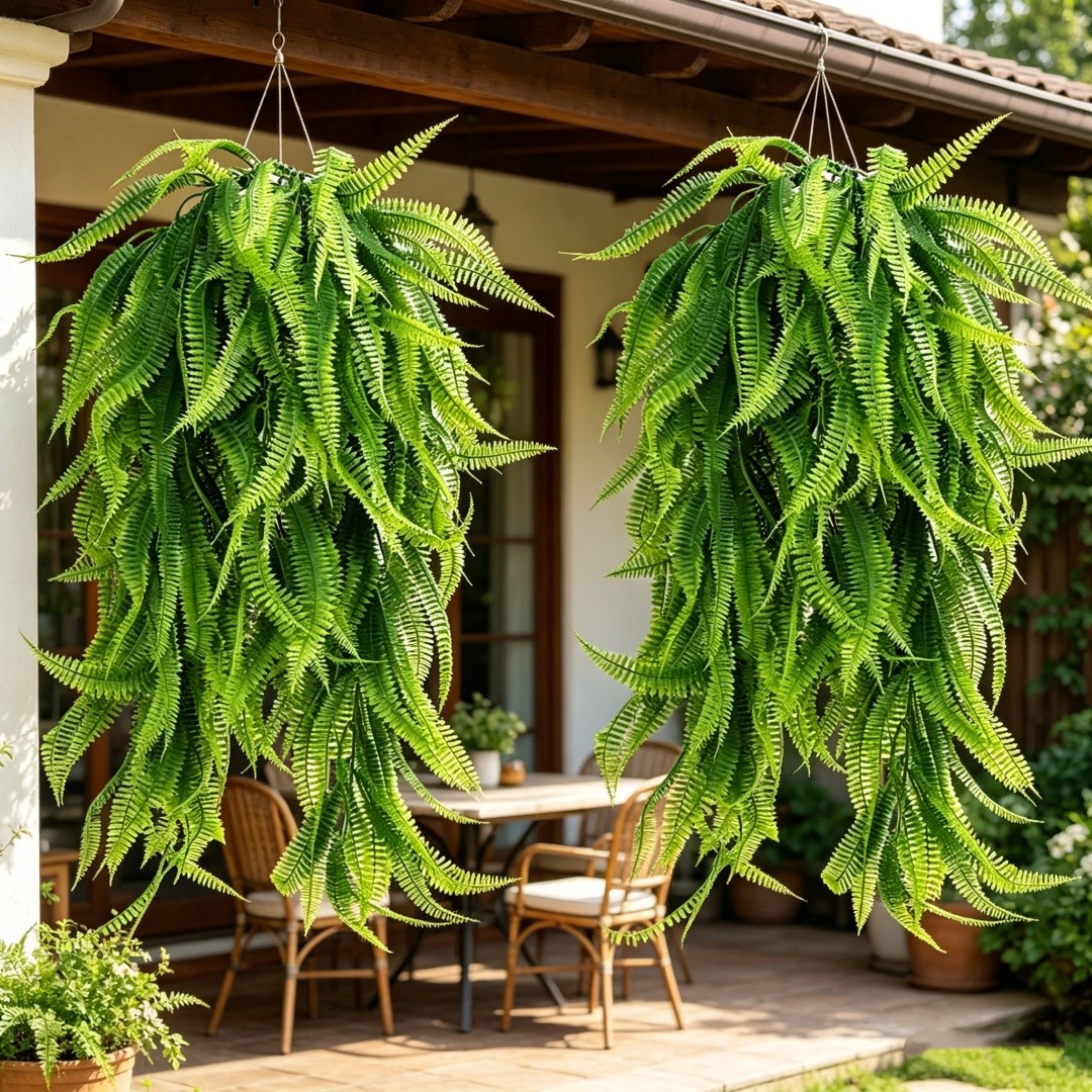 2Pc Artificial Hanging Plant Flower Fake Fern Garland Outdoor Home Wedding Decor
