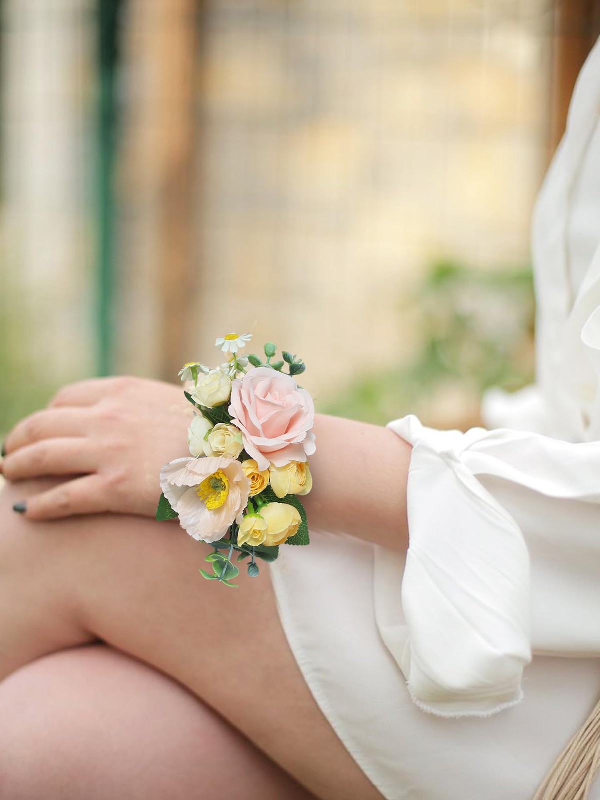 2 Pcs Pastel Pink Wrist Corsage for Wedding Prom Homecoming Bridesmaid Flower