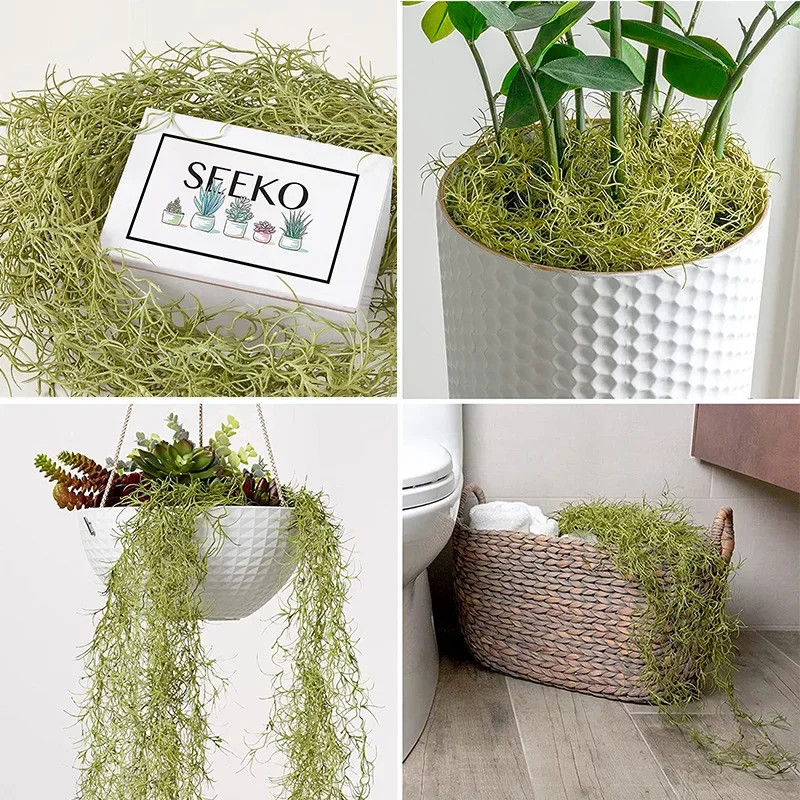 Artificial Vine Moss Green Hanging Plant Beauty Mustard Strips Wall Hanging Back