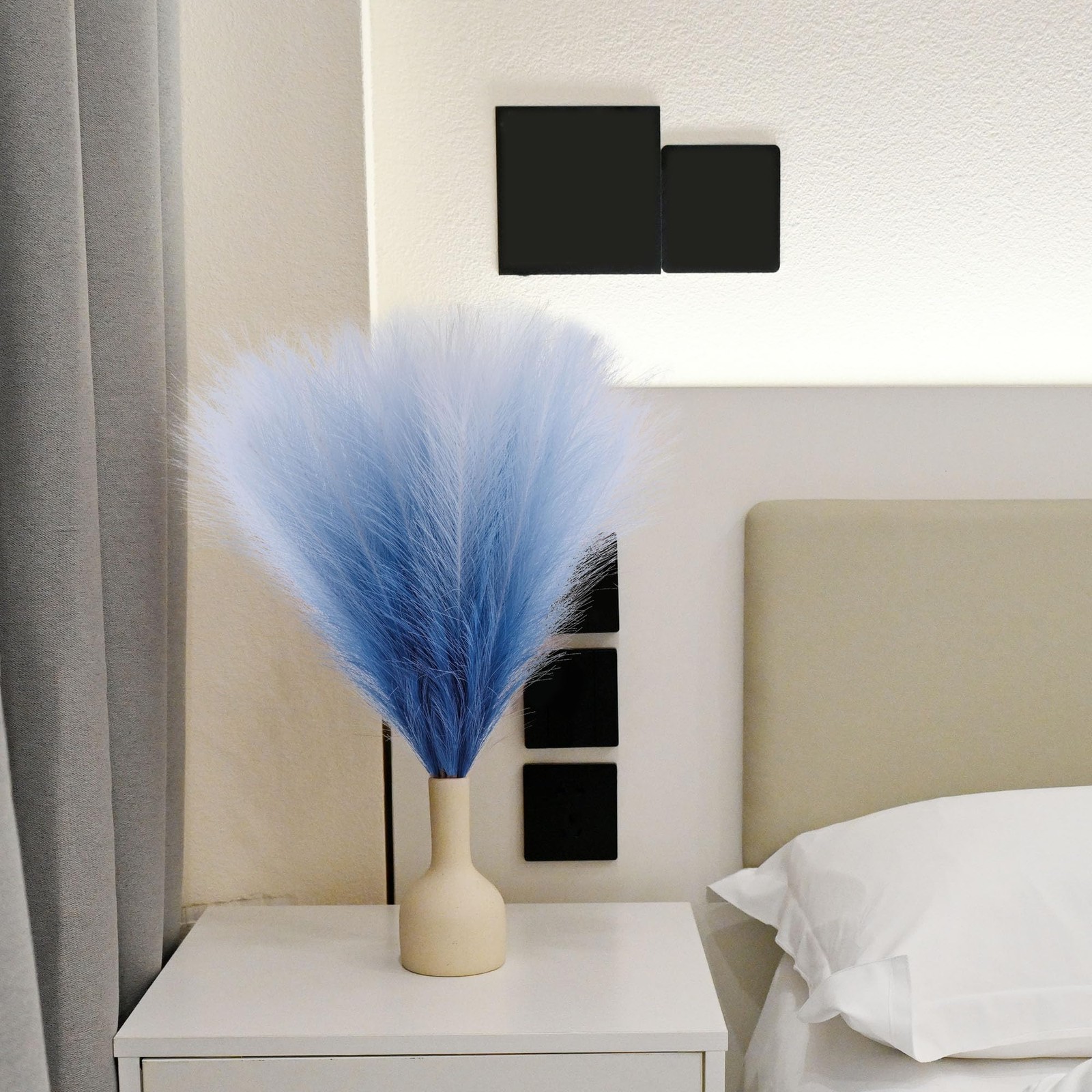 6 PCS Faux Pampas Grass Arrangement – 18″/45cm Artificial Fluffy Pompous Gras…
