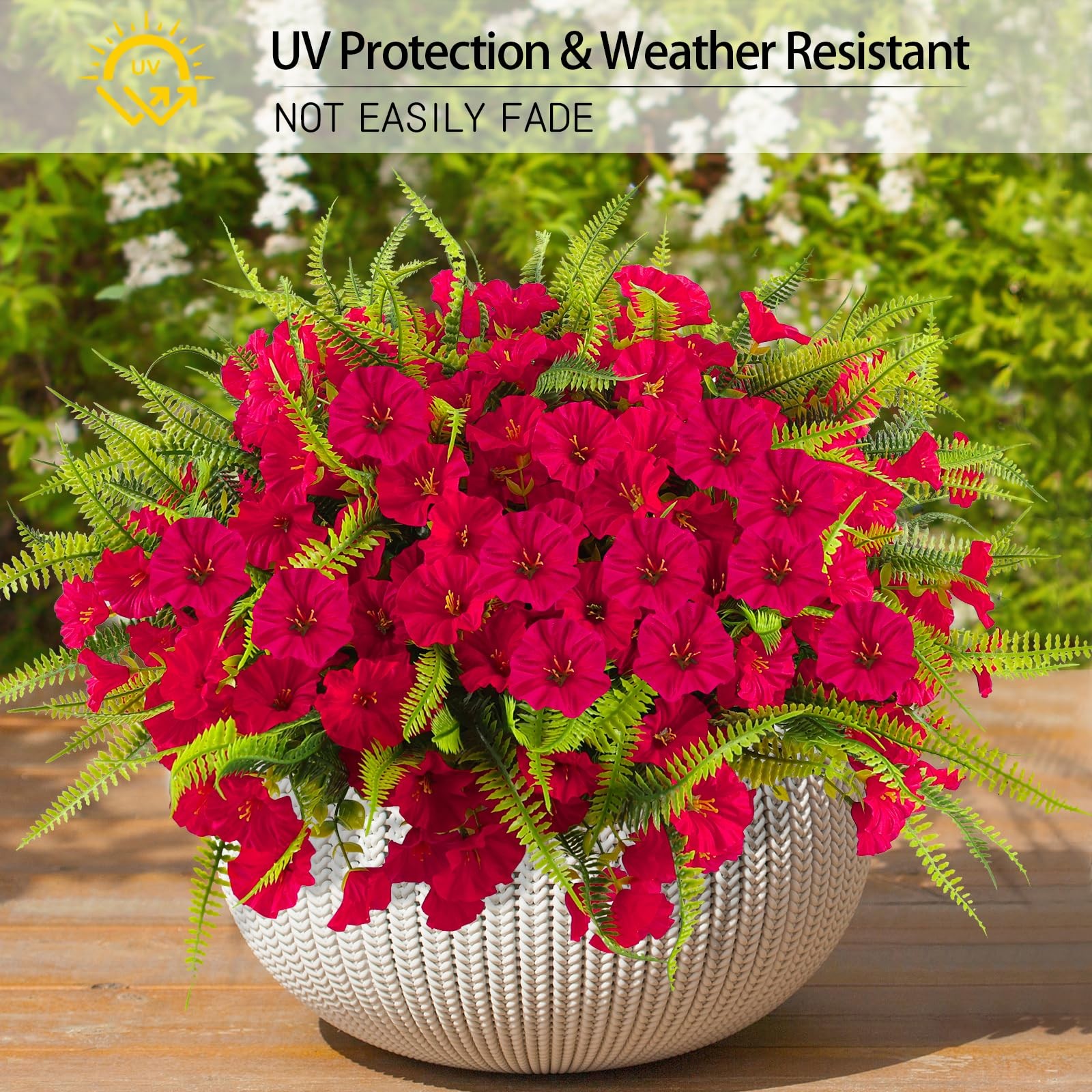 Artificial Flowers for Outdoors 12 Bundles Artificial Petunias Fake Flowers U…