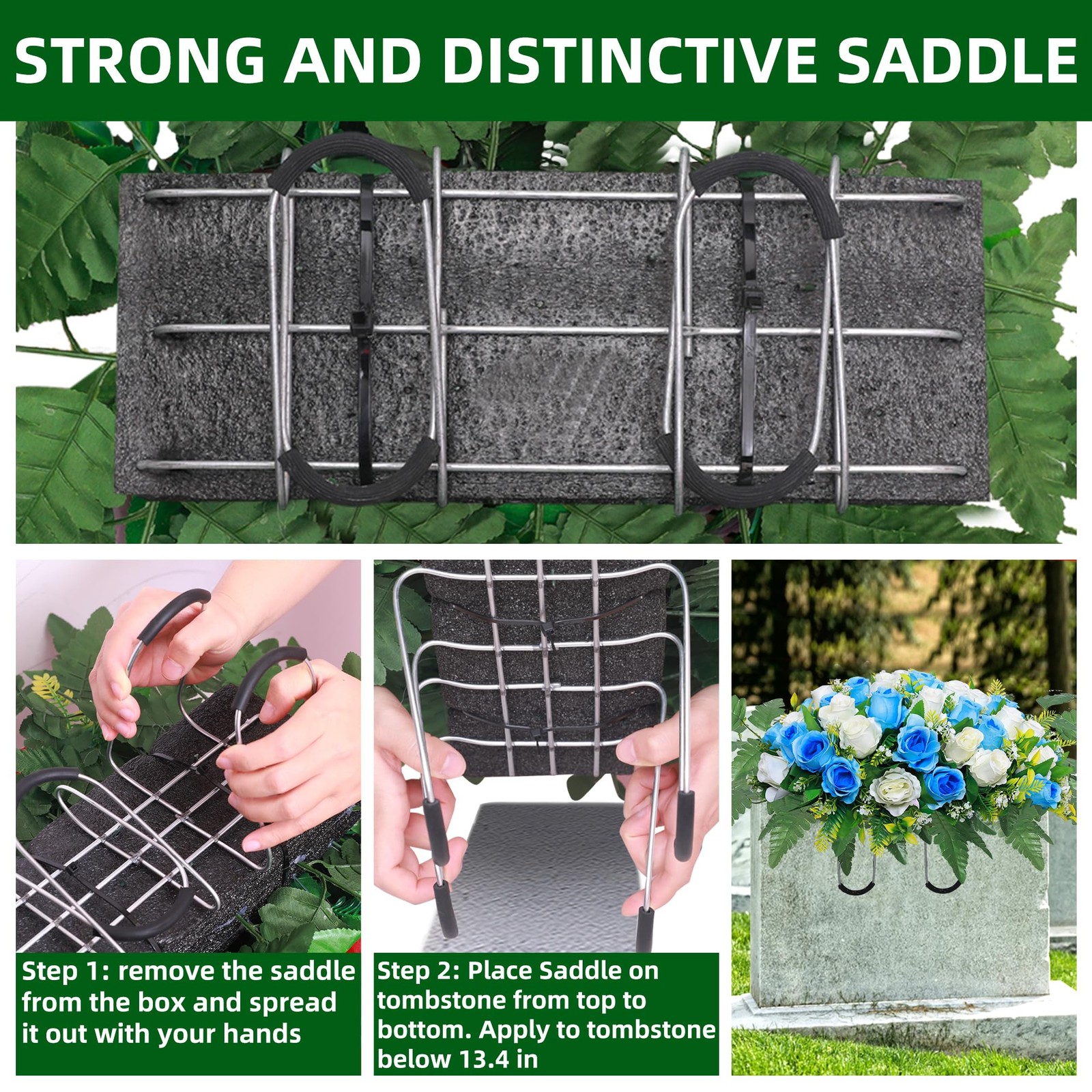 Artificial Cemetery Flower Saddles Rose Headstone Flower Saddle Outdoor Grave D