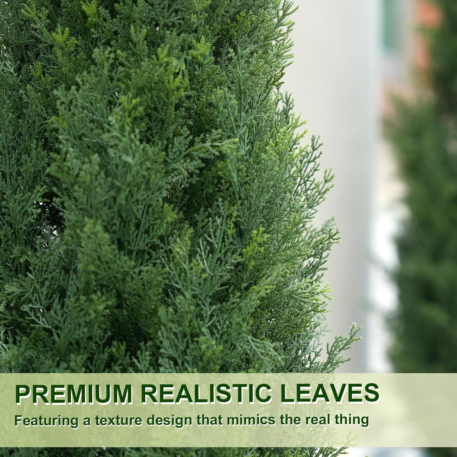 3FT Artificial Cedar Topiary Trees with Rustic Barrel Planter, Outdoor Indoor Re
