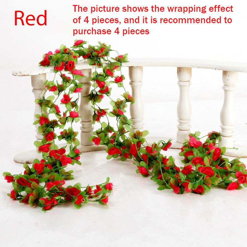 1PCS Silk Rose Artificial Flowers Vine Garland Fake Ivy Arch Hanging Fake Plant