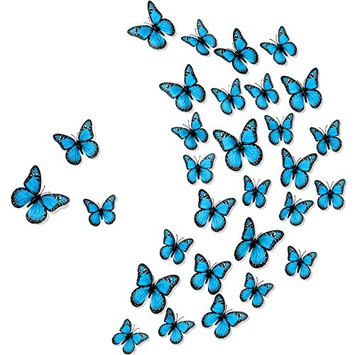 Monarch Butterfly Decoration 3 Size Fake Butterflies Realistic 48 Blue