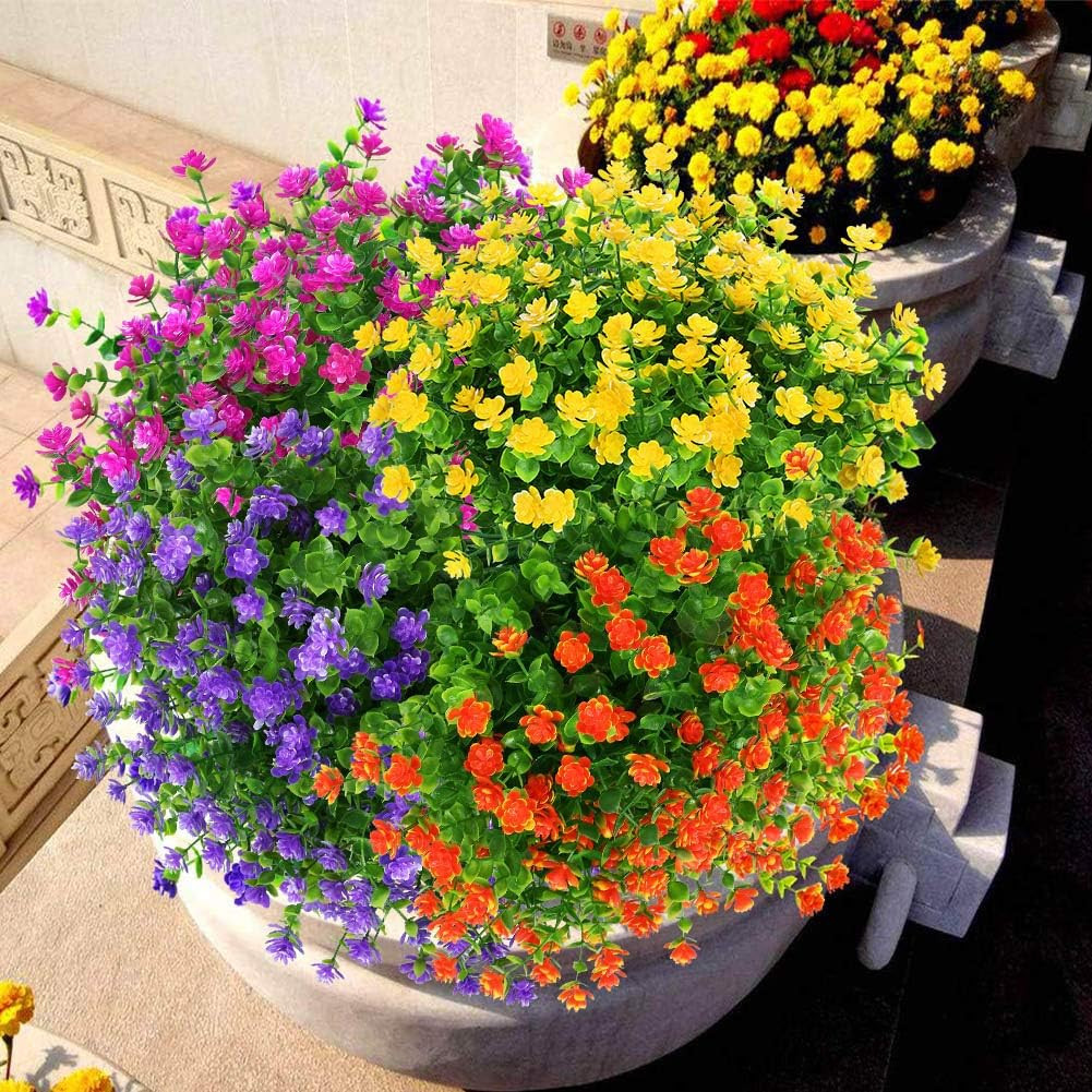 Artificial Flowers Fake Outdoor UV Resistant Boxwood Plants Shrubs, Faux Plastic