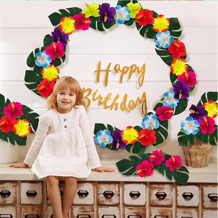 36 Pcs Artificial Hibiscus Flowers Faux Tropical Decor for Parties and Home Deco