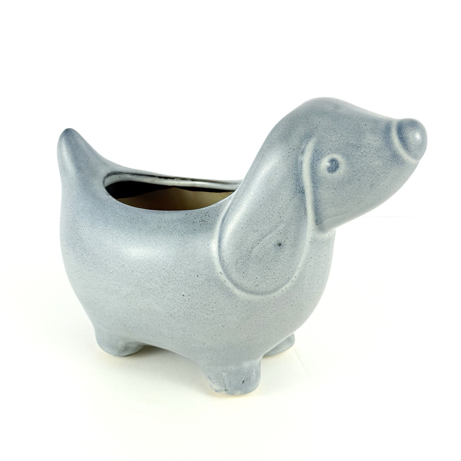 Gray Dog Ceramic Planter – Houseplant – Succulent Indoor Pot – Home Decor. MCM