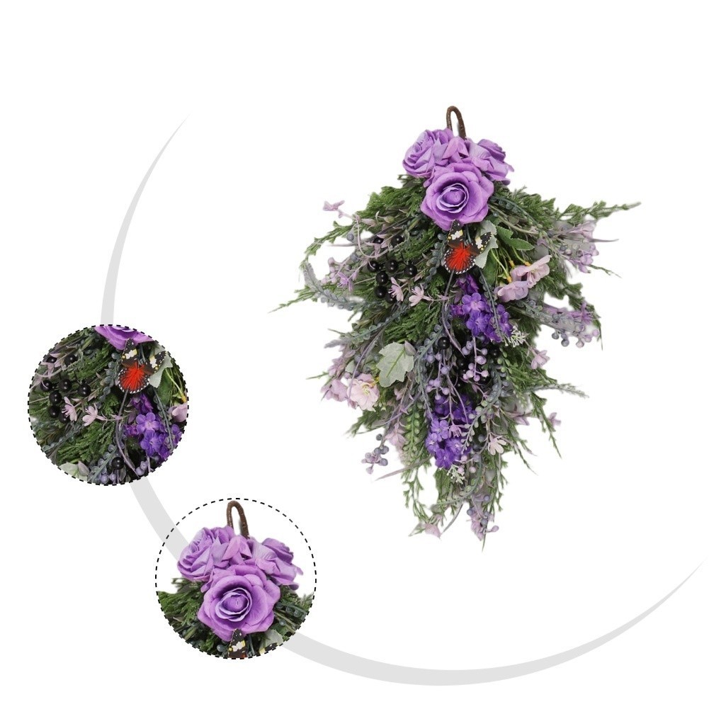 Natural Touch Purple Silk Flower Wall Hanging for Living Room or Bedroom Use